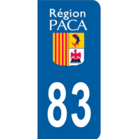 Plaque d'immatriculation au logo du departement du Var 83, region PACA, France 