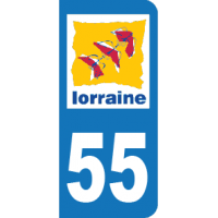 Plaque d'immatriculation au logo du departement Meuse 55, region Lorraine, France 