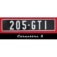 plaque d'immatriculation noire 205 gti