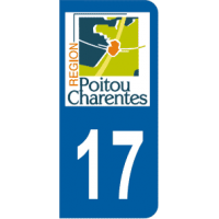 Plaque d'immatriculation 17 au logo du departement de la Charente Maritime, region Poitou-Charente, France