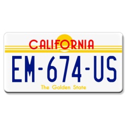 plaque immatriculation americaine california the golden state