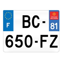 plaque immatriculation moto sur mesure 81
