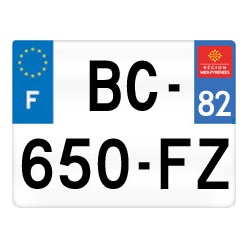 plaque immatriculation moto sur mesure 82