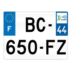 plaque d'immatriculation Nantes 44 moto