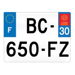 plaque d'immatriculation moto 30 gard