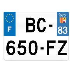 plaque immatriculation moto sur mesure 83